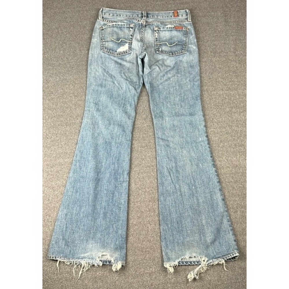 7 For All Mankind Flare Jeans Women 26 Light Distressed Vintage Y2K Low Rise